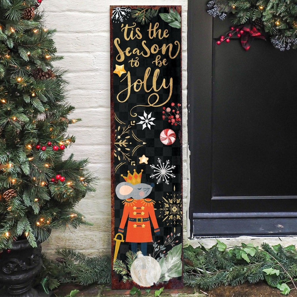 36in 'Tis the Season to be Jolly Christmas Porch Sign - Front Porch Christmas Welcome Sign, Rustic Modern Farmhouse Entryway Board - Tuesday Morning - Front Porch Decor