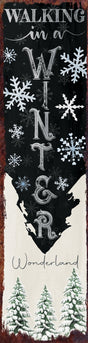36in "Walking in a Winter Wonderland" Christmas Porch Sign - Front Porch Christmas Welcome Sign, Rustic Modern Farmhouse Entryway Board - Tuesday Morning - Wall Signs