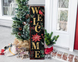 36in "Welcome" Christmas Porch Sign - Front Porch Christmas Welcome Sign, Rustic Modern Farmhouse Entryway Board - Tuesday Morning - Wall Signs