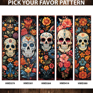 36in Dia De Los Muertos Sugar Skull Porch Sign - Front Porch Day of the Dead Sign, Rustic Modern Farmhouse Entryway Decor