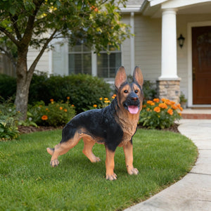 Outdoor German Shepherd Dog Statue Greeter Garden Decor
