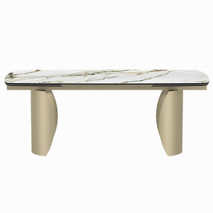Cora - Dining Table - Ceramic Top & Golden Champange