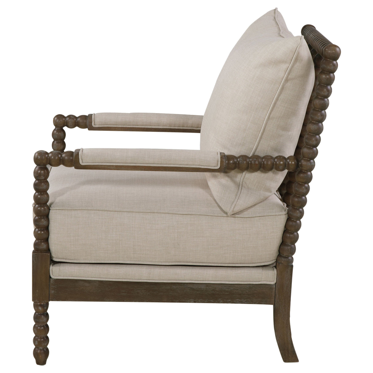 Upholstered Bobbin Accent Chair