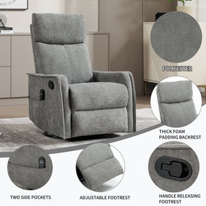 Heat Massage Manual Recliner Chair with Rocker and Swivel