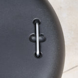 Modern Wheelie Round Umbrella Base with Stainless Steel Holder in Black Concrete