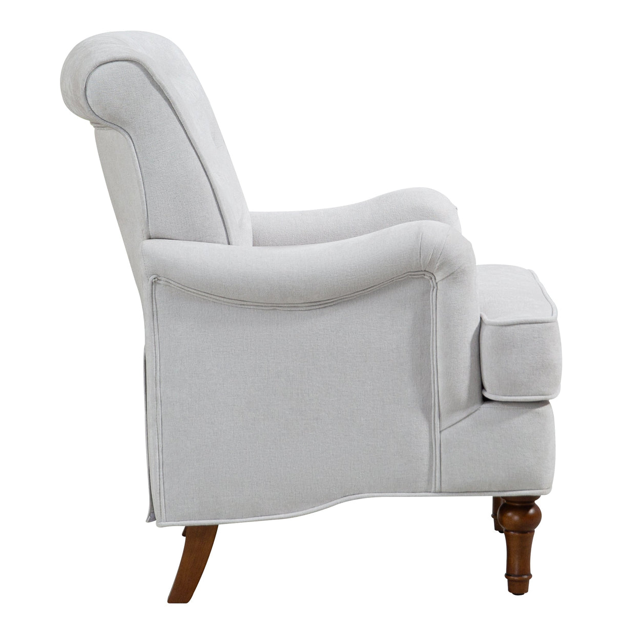 Chenille Tufted Upholstered Rolled Back Accent Chair