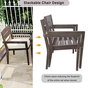 U_Style 7 Pieces Acacia Wood Outdoor Dining Set with Cushions