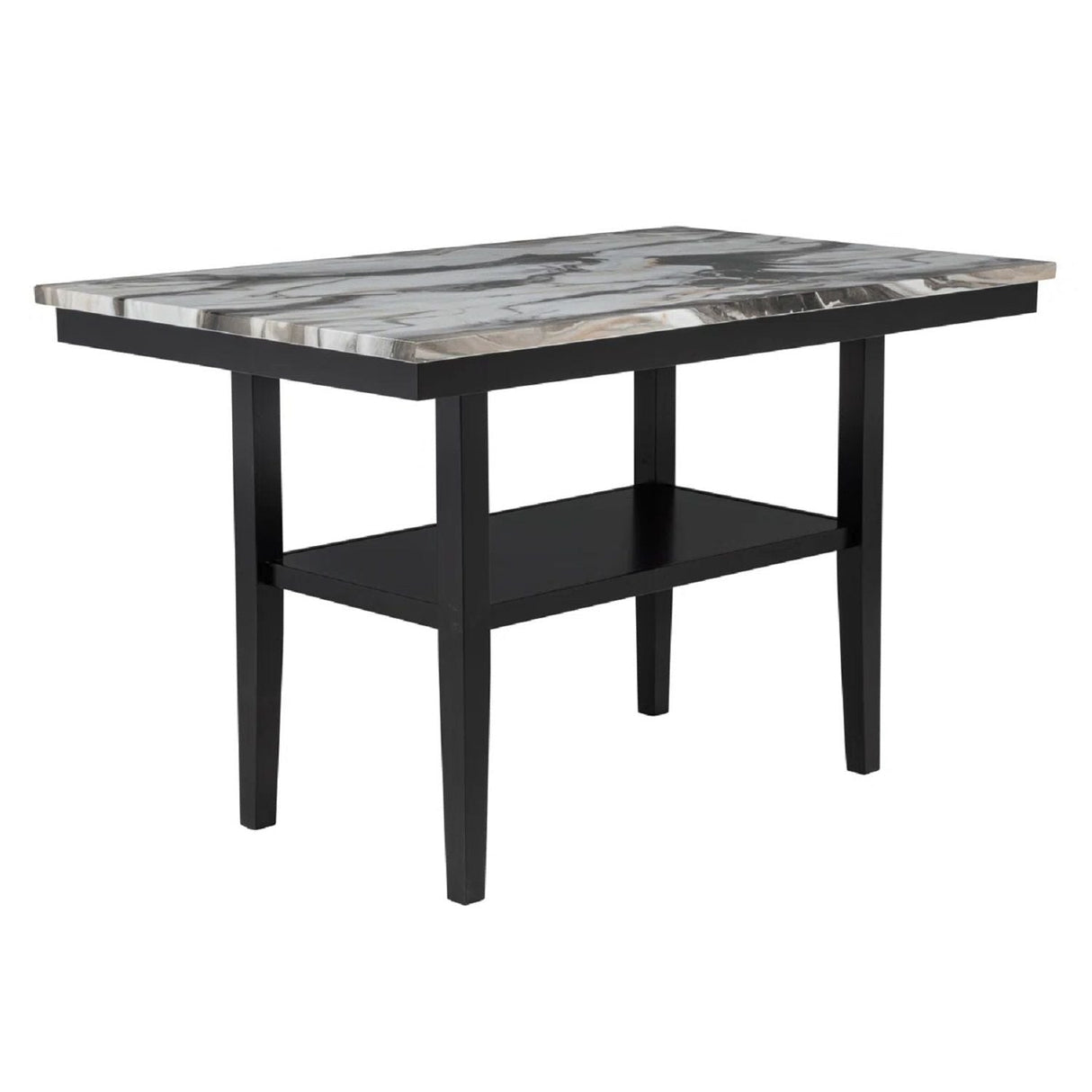 5 Piece Counter Dining Set With Table, Chairs - Black / Brown