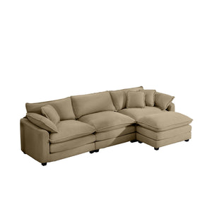 Modern Modular Cushion Sofa Set with Ottoman - Fabric, Multiple Colors