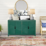 59in Green Accent Cabinet with 4 Doors Mid Century Modern Pantry Cabinet