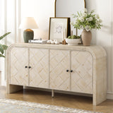 Handwoven Wood Slat Door Sideboard