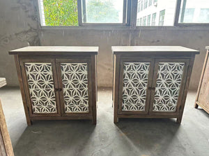 Rustic Natural Aged Brown Solid Wood Transitional Storage Cabinet – 31.89'