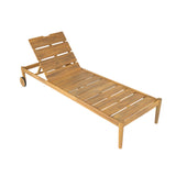 Riviera Outdoor Chaise Lounge with Wheels, Acacia Wood Frame (Set of 2)