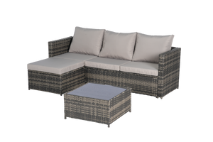 2 Pieces Patio Furniture Set with Woven Sectional and Ottoman