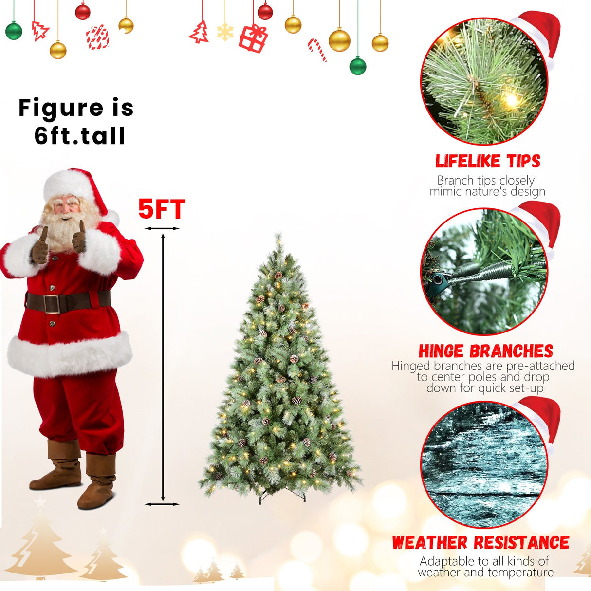 8FT Christmas Tree with 550 Warm Lights