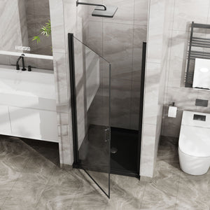 Pivot Shower Door, Tempered Glass, Semi Frameless