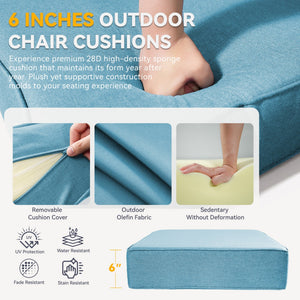 Waterproof Outdoor Cushion Set - 6" Thick