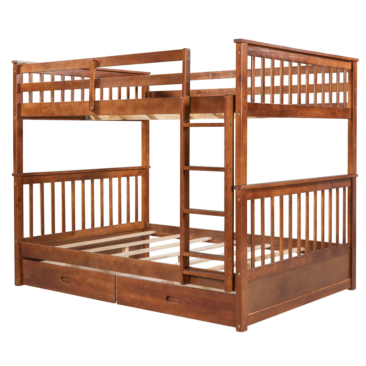 Bunk Bed With Ladders And 2 Storage Drawers