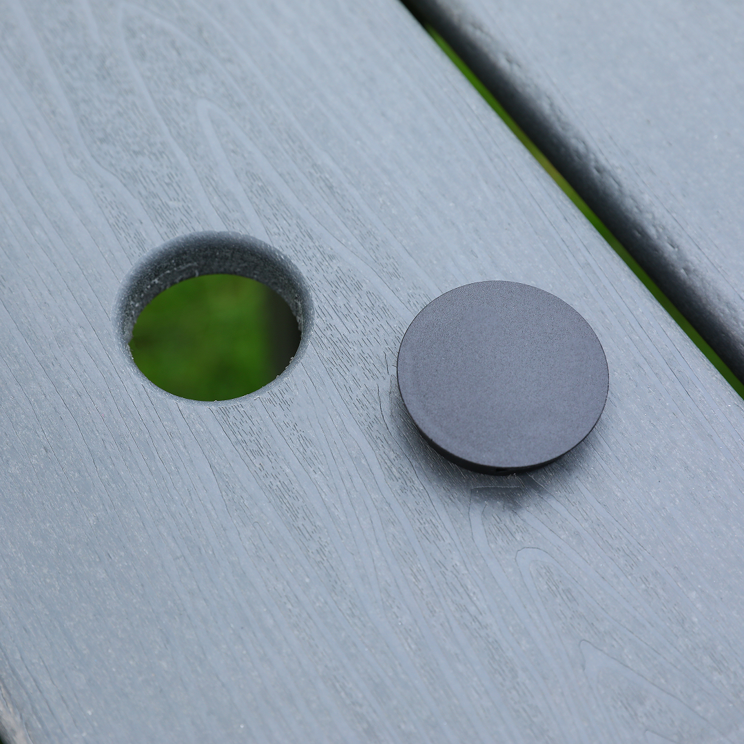 HDPE outdoor patio dining set, one table and four chairs. The outdoor dining furniture has sunshade holes and is suitable. It is suitable for lawns, gardens, backyards, and pool sides.Grey,Waterproof