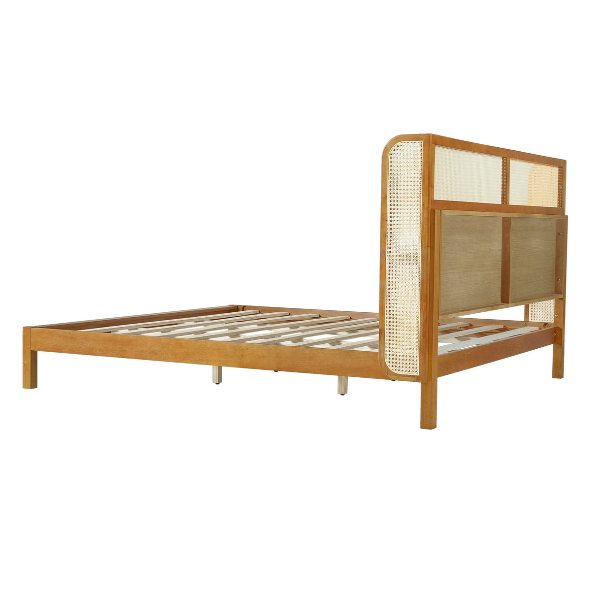 Premium Rubber Wood Platform Bed Frame with Headboard