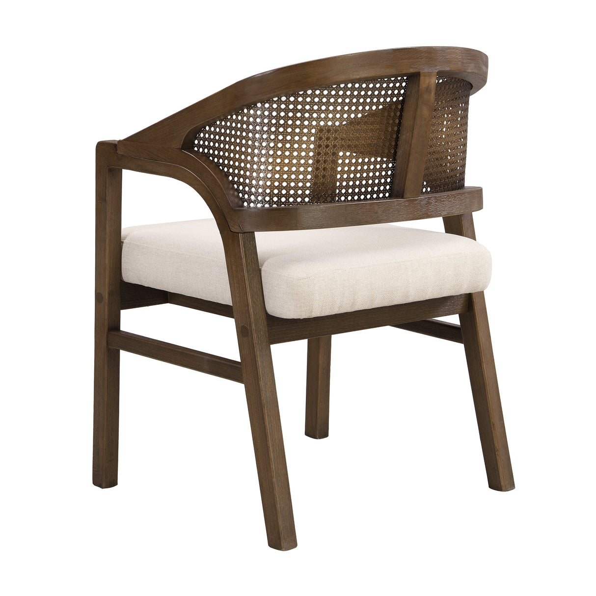 Wooden Frame Dining Chair with Rattan Back, Set of 2