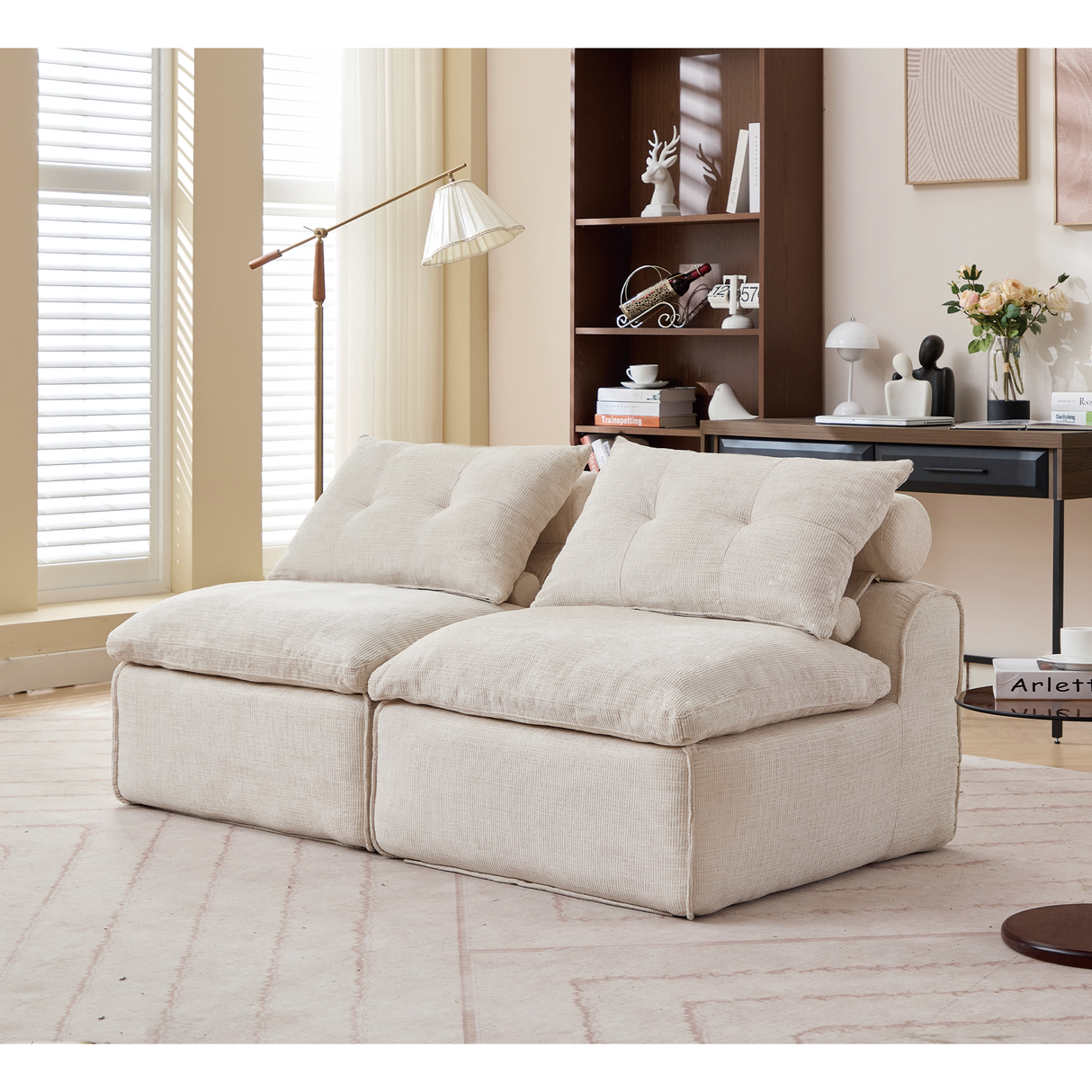 Modular Sofa with Soft Chenille Fabric