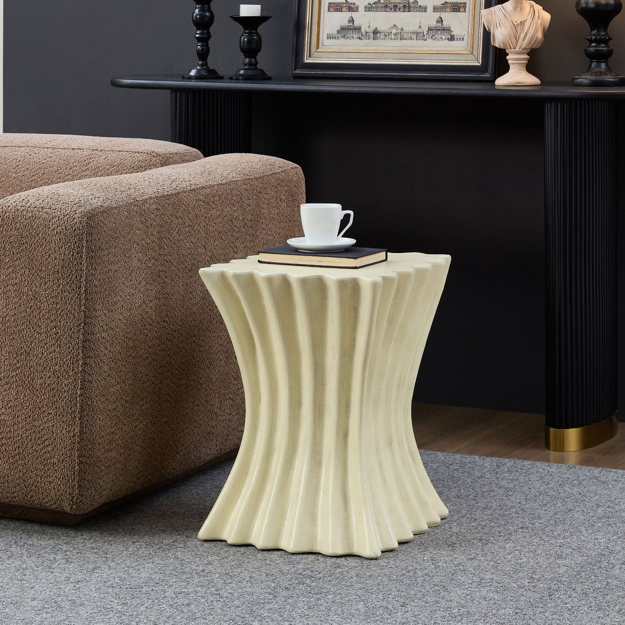 15.16 Inch Side Table Vintage Sturdy Fiberglass Table