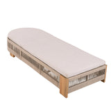 Outdoor Chaise Lounge Chair with Acacia Wood and Adjustable Backrest