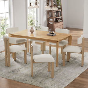 7 Piece Dining Set With Upholstered Armless Chairs and Table