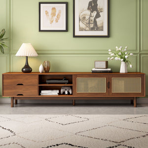TV Stand For TVs Up To 85", Media Console With 2 Drawers - Walnut