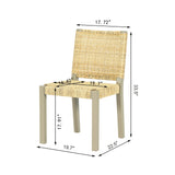 Solid Wood Rattan Backrest Dining Chairs, Set of 2