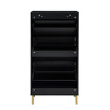 Modern Rattan 3 Door Shoe Rack Cabinet For Entryway
