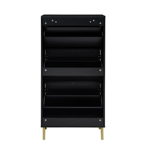 Modern Rattan 3 Door Shoe Rack Cabinet for Entryway