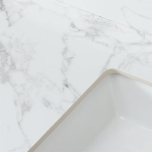 Elegant Sintered Stone Bathroom Vanity Top With Rectangular Undermount Ceramic Sink