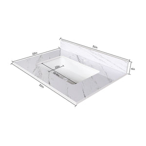Bianco Carrara Venato Marble Vanity Top With Pre Drilled Faucet Hole And Undermount Sink