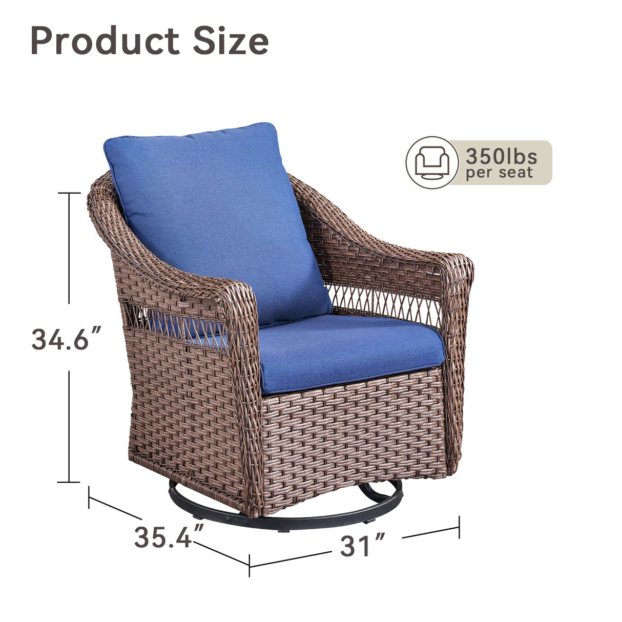 Outdoor Swivel Rocking Wicker Chairs Set of 2