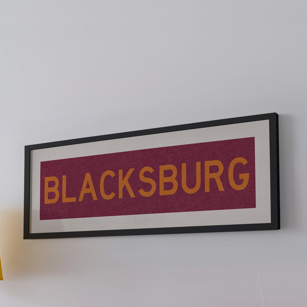 Framed Blacksburg Maroon Bus Scroll