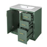 Bathroom Vanity with Ceramic Sink and Storage Cabinet - Dark Green, White, Black, or Blue