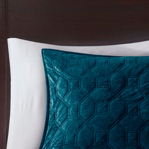 3 Piece Velvet Quilt Set Teal King/Cal King