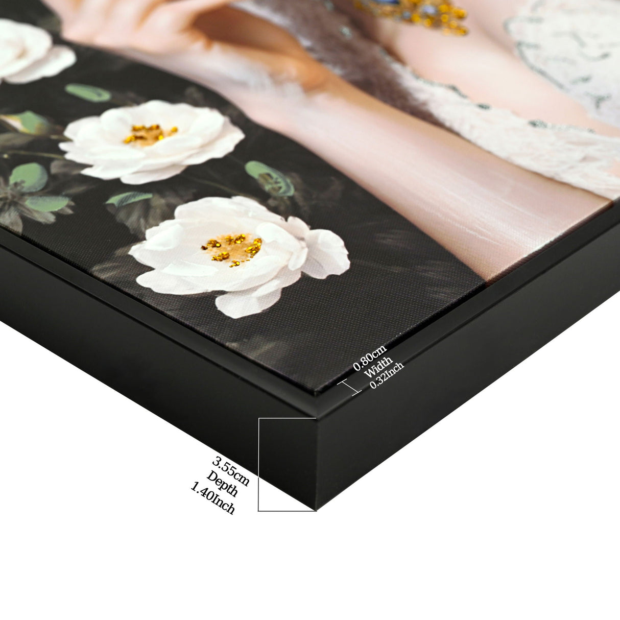 Beauty Posters Beauty Lady Wall Art And Floral Canvas Artwork For Living Room - Ivory / Gold