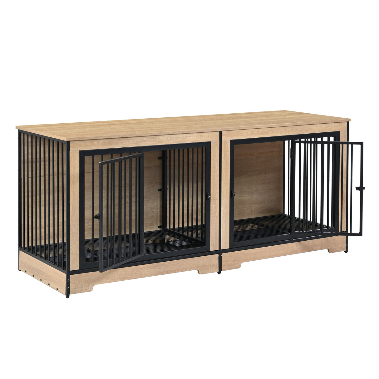 Dog Crate Furniture with Two Combined Rooms