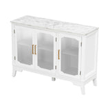 Storage Cabinet 3 Doors Stylish Style White
