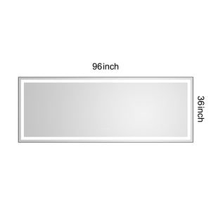 96 x 36 Inch LED Bathroom Mirror with Aluminum Frame