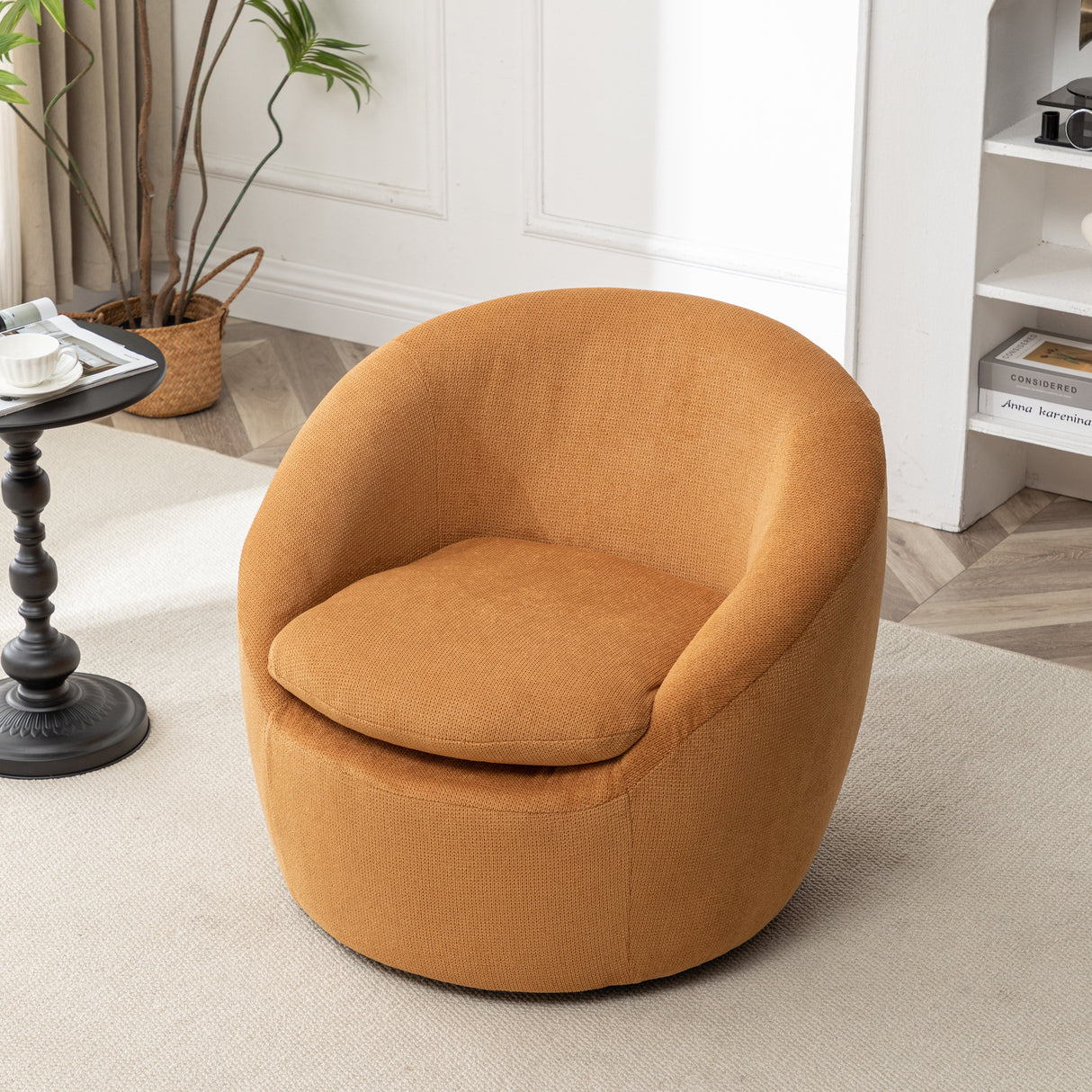 Winnie Modern Teddy Fabric Swivel Barrel Chair