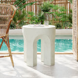 Outdoor MGO Round Top Side Table/End Table, Living Room Accent Table, Antique White