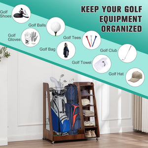 Premium Wooden Golf Bag Organizer for Garage