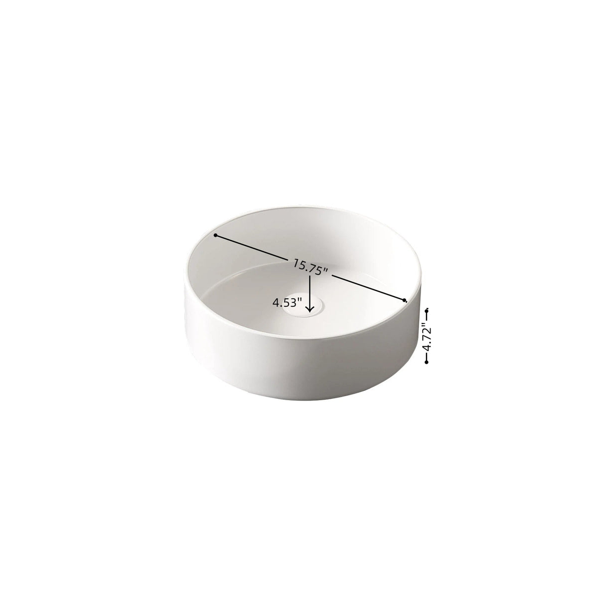 MUNIN 16'' Bathroom Sink, Round Vessel Ceramic Basin