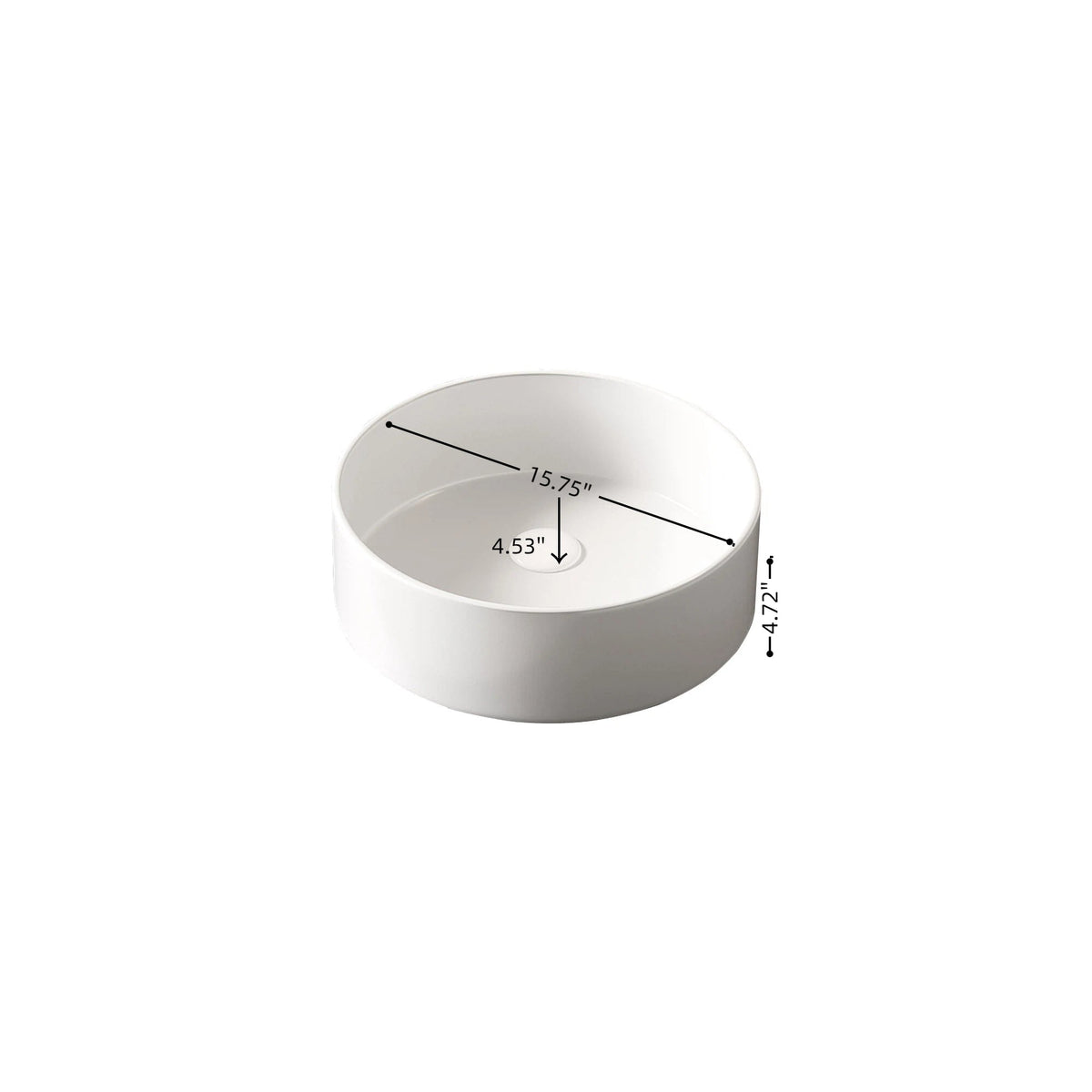 MUNIN 16'' Bathroom Sink, Round Vessel Ceramic Basin
