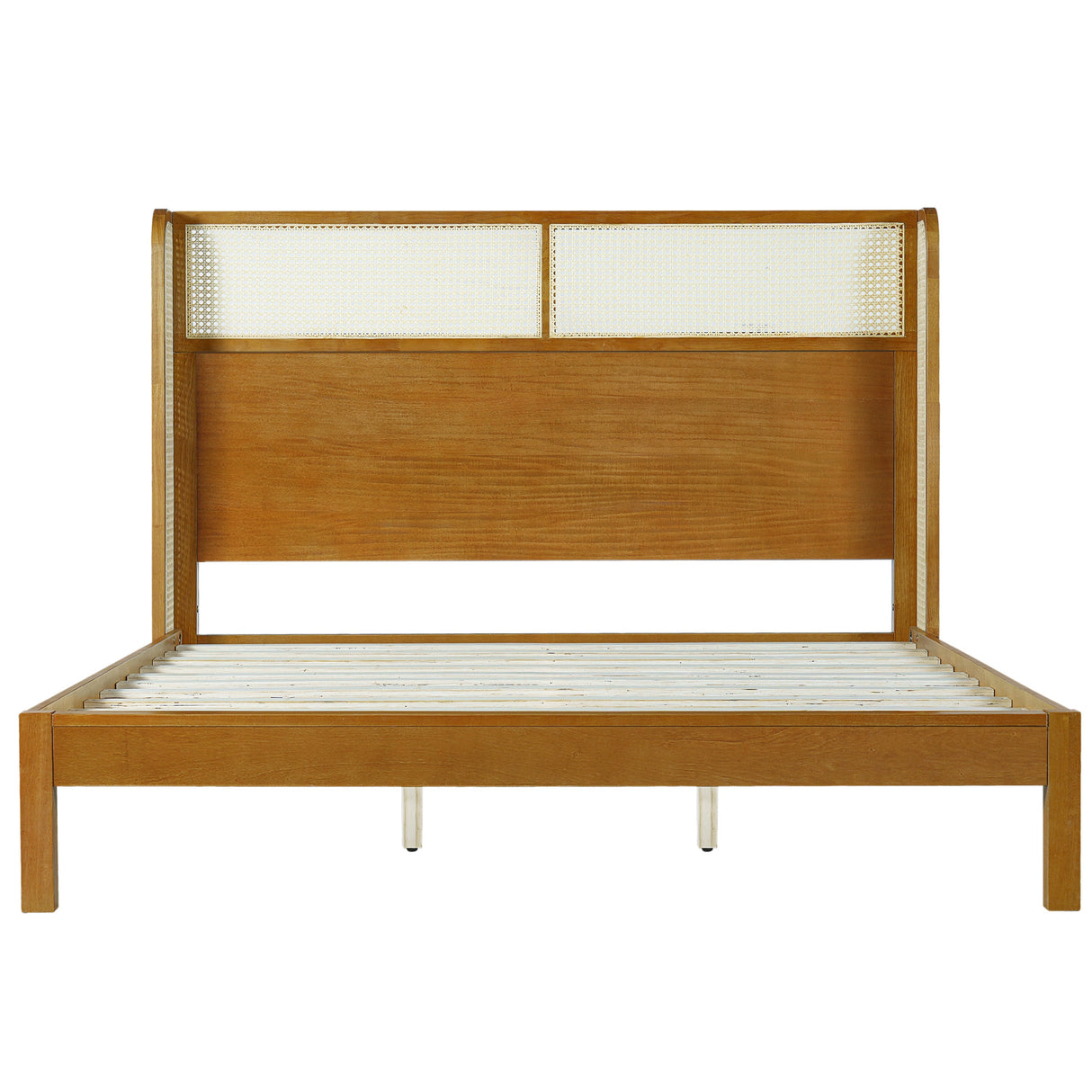 Premium Rubber Wood Platform Bed Frame with Headboard
