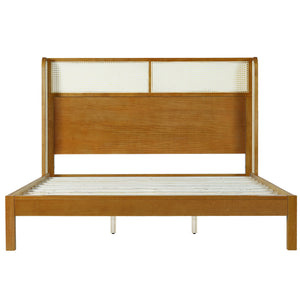 Premium Rubber Wood Platform Bed Frame with Headboard